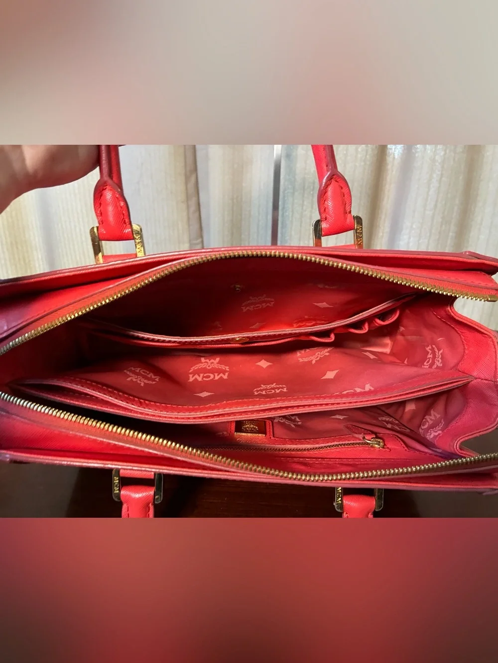 MCM Red Leather Tote